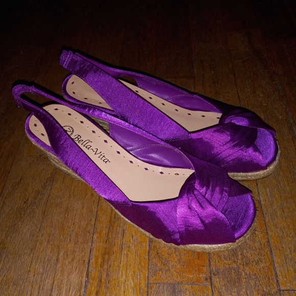 Bella Vita Fuchsia Espadrille Wedge Sandals 8WW - Picture 3 of 4